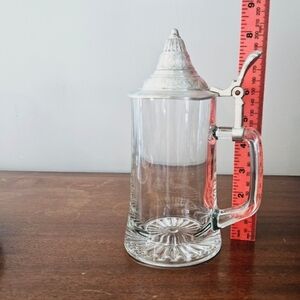 Vintage Clear Glass and Pewter Beer Stein Mug